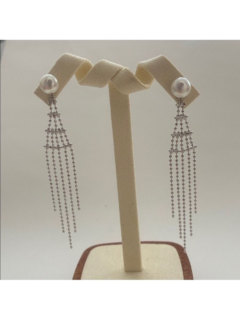 Pearl Tassel Earrings | Sterling Silver Posts | Holiday Elegant Gift for Her